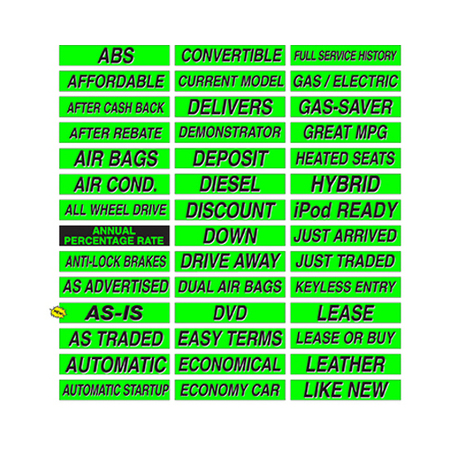 CAR DEALER DEPOT 15" Chartreuse Adhesive Windshield Slogans: Satellite Radio Pk 115-NO-1-1